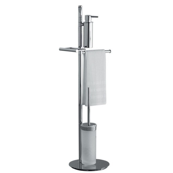 Стойка COLOMBO DESIGN PLANETS B9849 напольная с полотенцедержателем с дозатором с держателем туалетной бумаги и с ершиком цвет хром