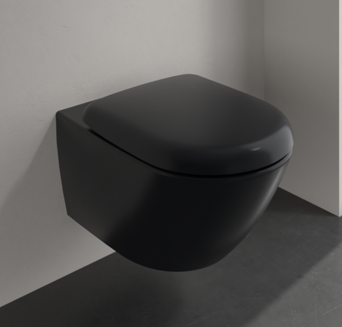 Villeroy&amp;Boch Унитаз, Antao, подвесной, шгв 370*560*355, CeramicPlus, цвет-Pure Black 4674T0R7