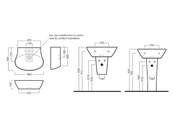 Раковина HATRIA NIDO Y0TT01 подвесная с одним отверстием с переливом цвет белый
