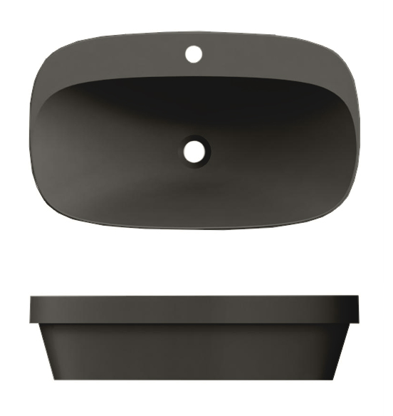 Раковина Scarabeo MOON встраиваемая сверху без перелива с одним отверстием цвет черный матовый с антибактериальным и грязеотталкивающим покрытием BIOKER 5512 49
