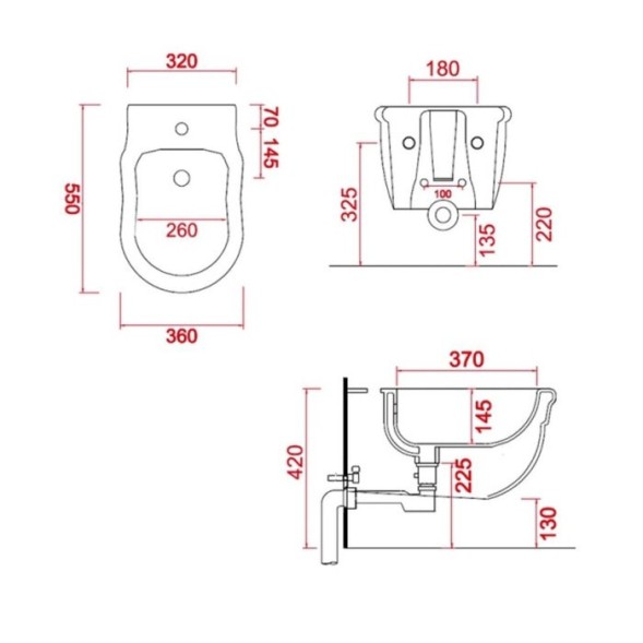 Биде Artceram Hermitage подвесной  с одним отверстием цвет черный HEB003 03 00