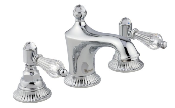 Emmevi The One Atena, смеситель для раковины на 3 отверстия. Прозрачные кристаллы Swarovski, цвет хром 98033LCSW/CR