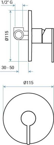Emmevi Filobrass, однорычажный встраиваемый смеситель для душа, цвет хром 85009/CR