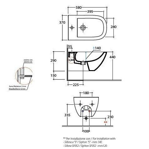 Биде GLOBO STOCKHOLM подвесное с одним отверстием цвет белый LAS09BI