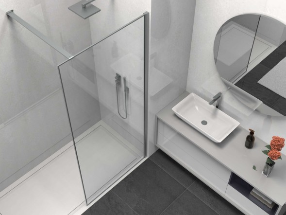 Vincea Душевая перегородка Волк-Ин (Walk-In) VSW-1HS800CLGM, 800*2000, вороненая сталь, стекло прозрачное