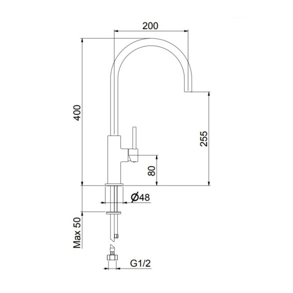 Смеситель для кухни Webert Oblique OB920302560, черный