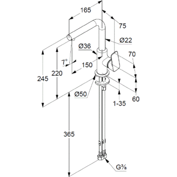 Смеситель KLUDI PURE&amp;STYLE 400240575 для раковины на одно отверстие высокий
