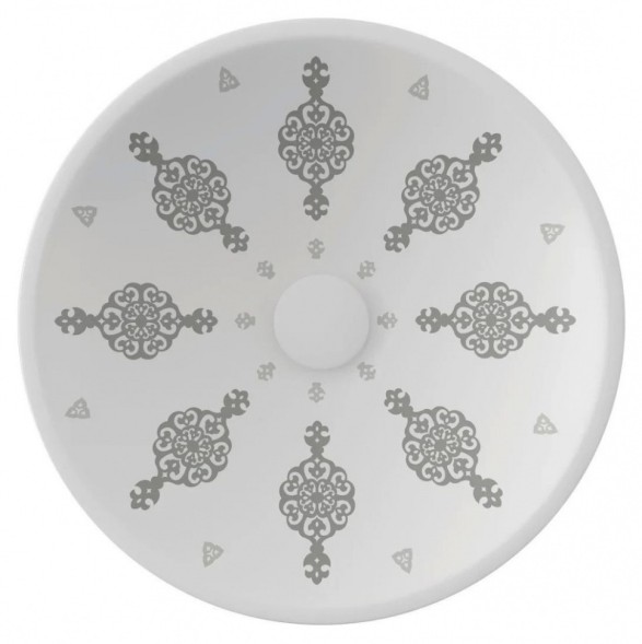 Раковина ISVEA SistemaY Soft накладная ШГВ 450*450*120 отверстия для смесителя отсутствуют белая с декором 10SY66045-PTZ