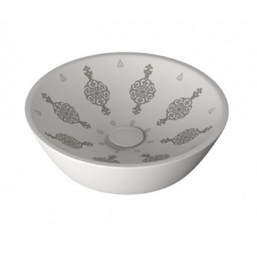 Раковина ISVEA SistemaY Soft накладная ШГВ 450*450*120 отверстия для смесителя отсутствуют белая с декором 10SY66045-PTZ