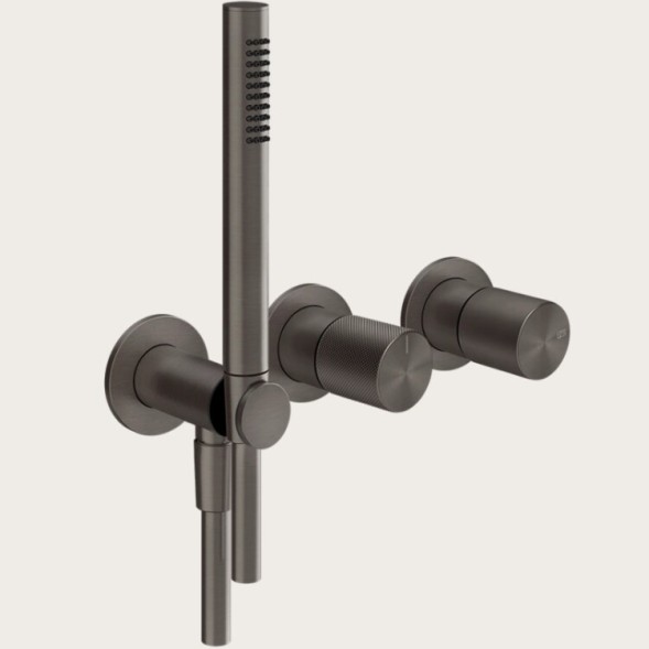 Gessi Смеситель для душа, Habito Diamantato, на 2 потребителя, цвет Черный брашированный металл