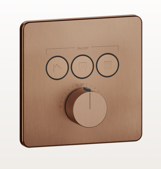Gessi Смеситель для душа, HI FI Comfort, на 3 потребителя, настенный встраиваемый, цвет медь матовая
