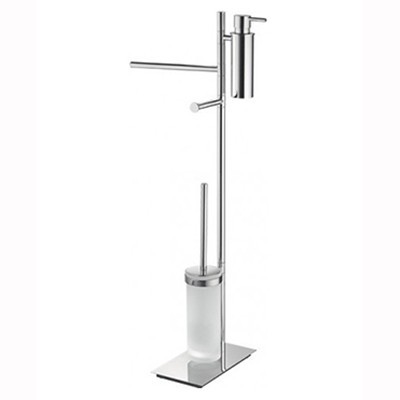 Стойка COLOMBO DESIGN SQUARE B9918 напольная с полотенцедержателем с дозатором с держателем туалетной бумаги и с ершиком цвет хром