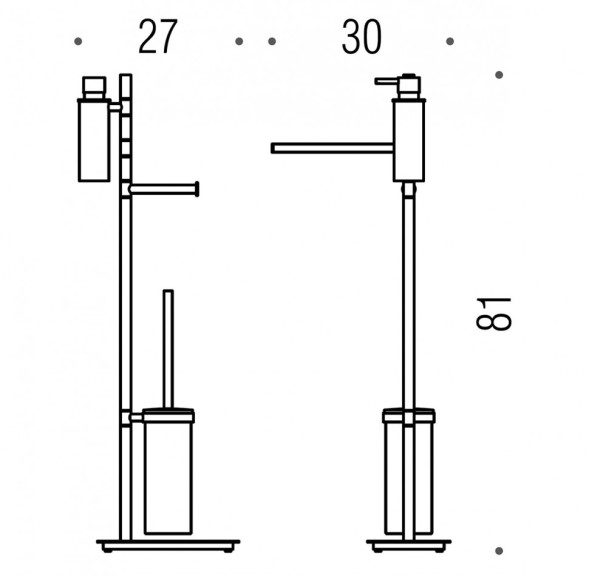 Стойка COLOMBO DESIGN SQUARE B9918 напольная с полотенцедержателем с дозатором с держателем туалетной бумаги и с ершиком цвет хром