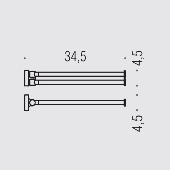 Полотенцедержатель COLOMBO DESIGN PLUS W4913.GM двойной цвет графит матовый