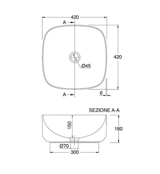 Раковина Scarabeo MOON накладная без перелива без отверстий цвет белый 5501