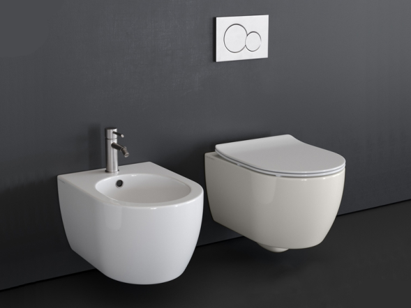 Унитаз Scarabeo MOON подвесной безободковый цвет белый с антибактериальным и грязеотталкивающим покрытием BIOKER 5520/CL BK