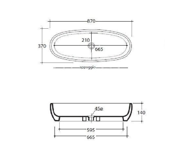 Раковина GALASSIA ERGO 9864 накладная без отверстий без перелива цвет белый глянцевый