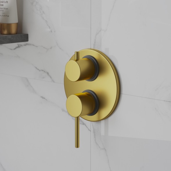 Paini 78PJ6911 Смеситель для душа Кокс с дивертором на 2 потребителя, встраиваемый, брашированное золото