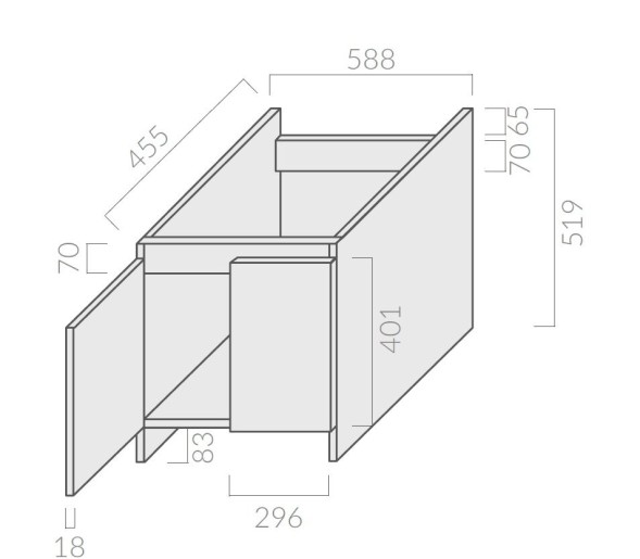 Тумба GALASSIA Iside 9008 напольная под хозяйственную раковину 2002
