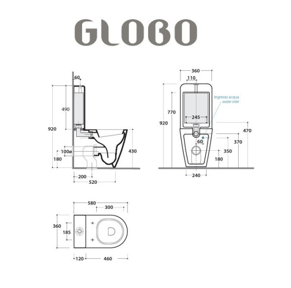 Чаша унитаза GLOBO FORTY3 напольный моноблок цвет черный матовый FO003AR