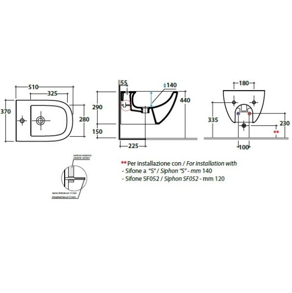 Биде GLOBO STOCKHOLM подвесное с одним отверстием цвет белый LAS10BI
