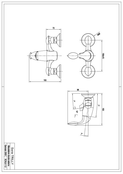 Смеситель Trilly для душа, цвет хром 51002CR