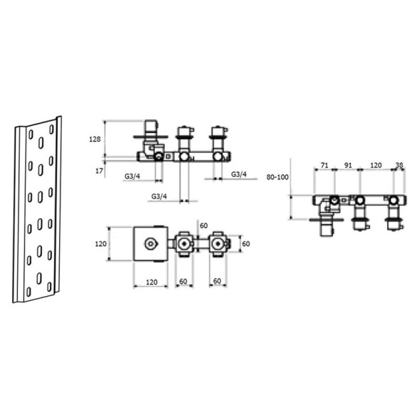 Смеситель для душа встраиваемый с термостатом Webert Elio EL971402560, черный