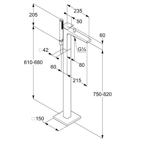 Смеситель KLUDI DECUS 545900575 для ванны напольный