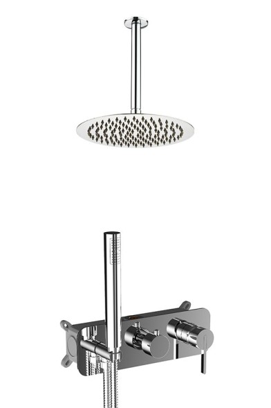 AQG Urban, душевой комплект ER230 на 2-3 потребителя, с настенным кронштейном, цвет черный матовый