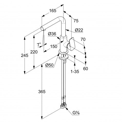 Смеситель KLUDI PURE&amp;STYLE 400243975 для раковины на одно отверстие высокий