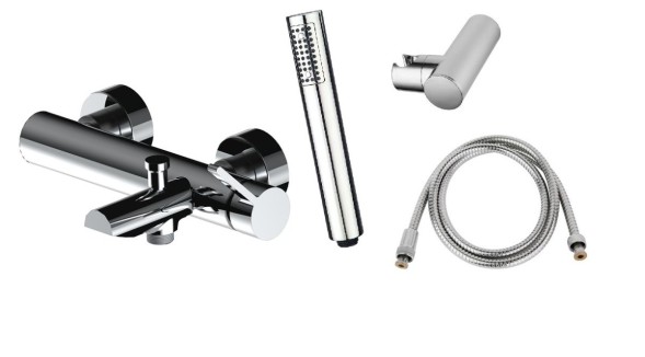 AQG Urban Flow, однорычажный смеситель для ванны c набором для душа, цвет хром