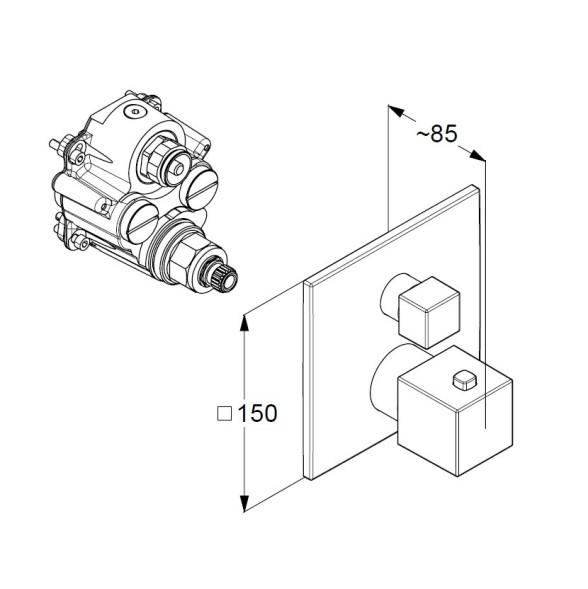 Термостат KLUDI DECUS 54810N275 для ванны и душа встраиваемый на 2 потребителя внешняя часть
