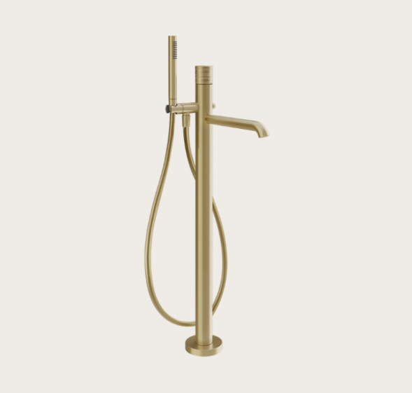 Gessi Смеситель для ванны и душа, Habito Trame, напольный, цвет Латунь матовая