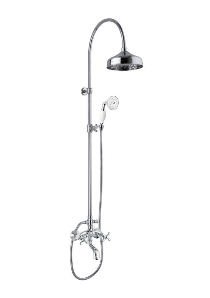 Fiore Margot, душевая колонна регулируемая по высоте 105-150 см: с верхним душем Ø20 см и смесителем с изливом, цвет золото