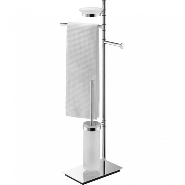 Стойка COLOMBO DESIGN SQUARE B9903 напольная с полотенцедержателем с мыльницей с держателем туалетной бумаги и с ершиком цвет хром
