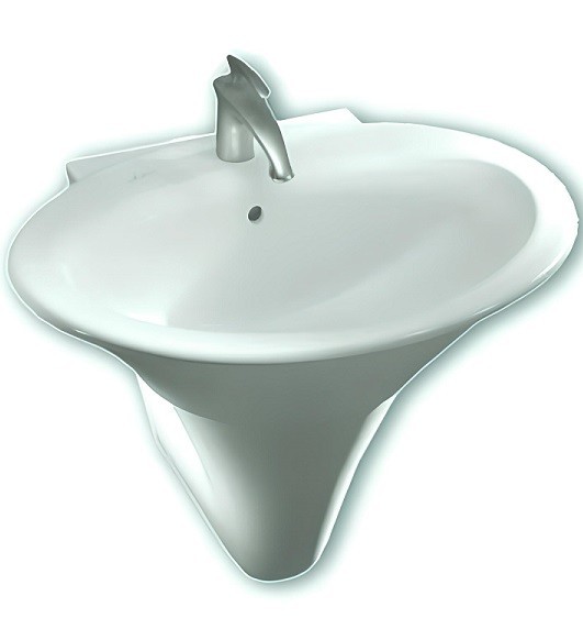 Раковина HATRIA SCULTURE YR3701 подвесная или накладная с одним отверстием с переливом цвет белый