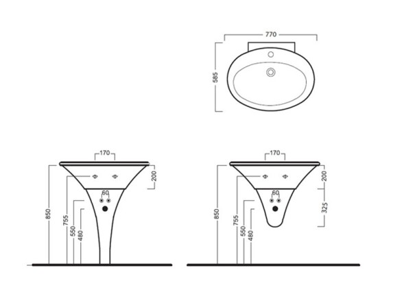 Раковина HATRIA SCULTURE YR3701 подвесная или накладная с одним отверстием с переливом цвет белый