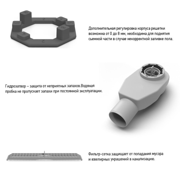 Paini Душевой лоток Slim Line 800 мм D50, черный матовый