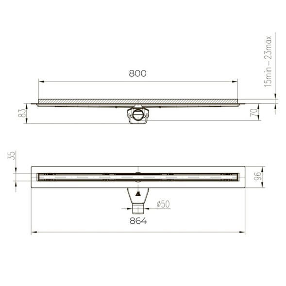 Paini Душевой лоток Slim Line 800 мм D50, черный матовый