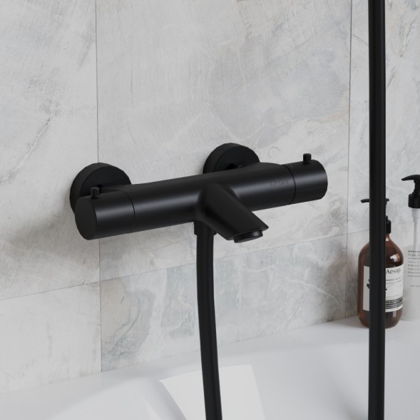 Paini 78PZ111TH Смеситель для ванны Кокс с термостатом, брашированный чёрный