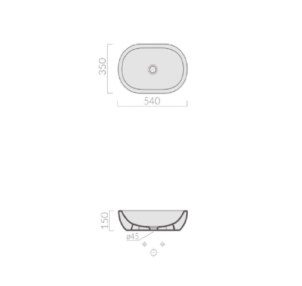 Раковина GALASSIA M2 5233 AR накладная без отверстий с переливом цвет сланец