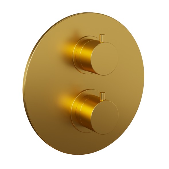 Paini 78PJ691TH Смеситель для душа Кокс с термостатом, с дивертором на 2 потребителя, встраиваемый, брашированное золото