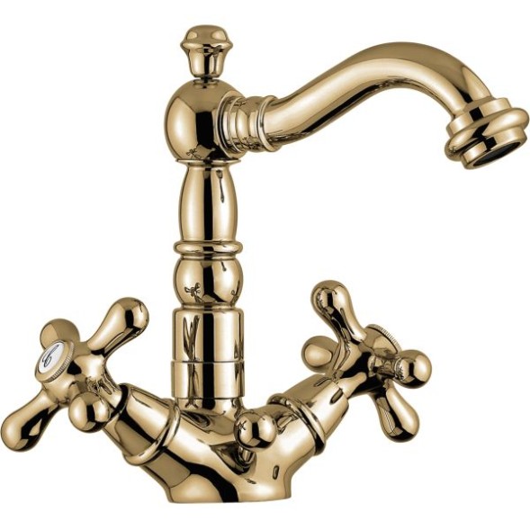 Emmevi Deco Old, двухвентильный смеситель для раковины (излив 14,5 см), с донным клапаном, цвет бронза 12615/BR