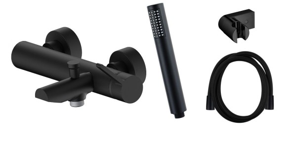 AQG Urban Flow, однорычажный смеситель для ванны c набором для душа, цвет черный матовый