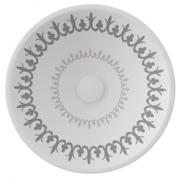 Раковина ISVEA SistemaY Soft накладная ШГВ 450*450*120 отверстия для смесителя отсутствуют цвет белая с декором 10SY66045-CML