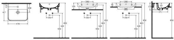 Раковина накладная ISVEA Sott'Aqua 10SQ50048 прямоугольная 48см с отверстием под смеситель, белый 10SQ50048