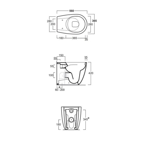 Унитаз SIMAS VIGNONI напольный приставной безободковый с вихревым смывом цвет белый VI01VERT