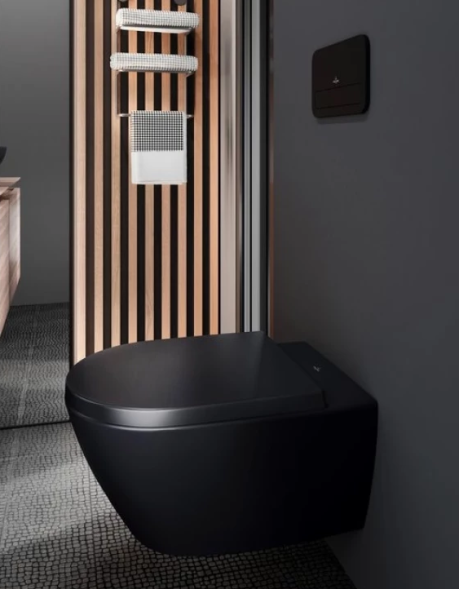Villeroy&amp;Boch Унитаз, Subway 2.0, подвесной, шгв 370*560*365, CeramicPlus/AntiBac, цвет-Pure Black 5614R0R7