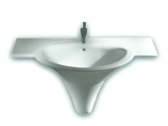 Раковина HATRIA SCULTURE YR3801 подвесная или накладная с одним отверстием с переливом цвет белый