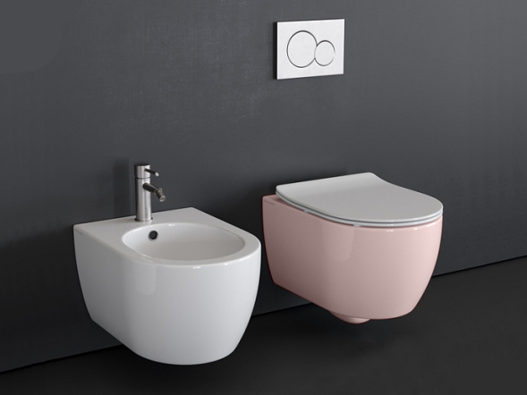 Унитаз Scarabeo MOON подвесной безободковый цвет розовый матовый 5520/CL 54